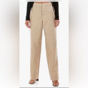 NWOT Women’s Wayf High Rise Faux Leather Tan Straight Leg Pants Size Small